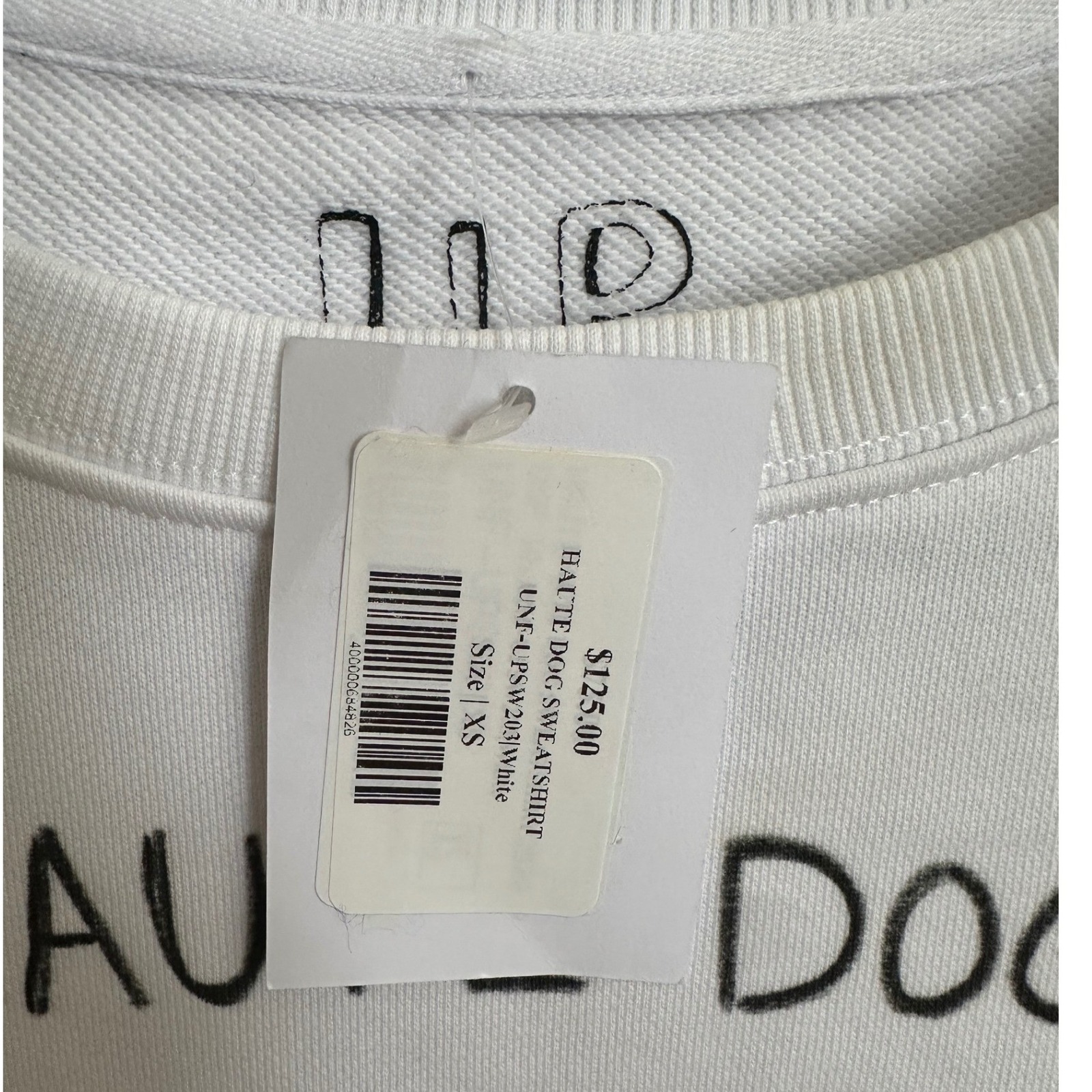 Unfortunate Portrait Nwt Haute Dogs Sweatshirt White Graphic Crewneck Xs — image 3 of 8